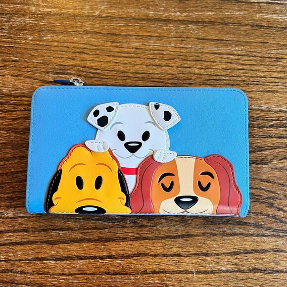 Disney Parks x Loungefly Dogs Pongo Lady Pluto Dalmatians Clutch leather Wallet - Picture 1 of 7
